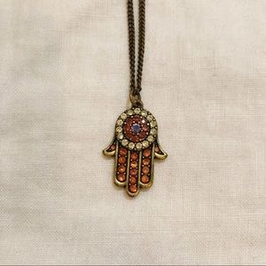 👁 Rhinestone Hamsa Necklace